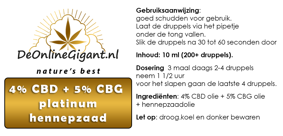 CBD Platinum 4% CBD olie + 5% CBG olie.