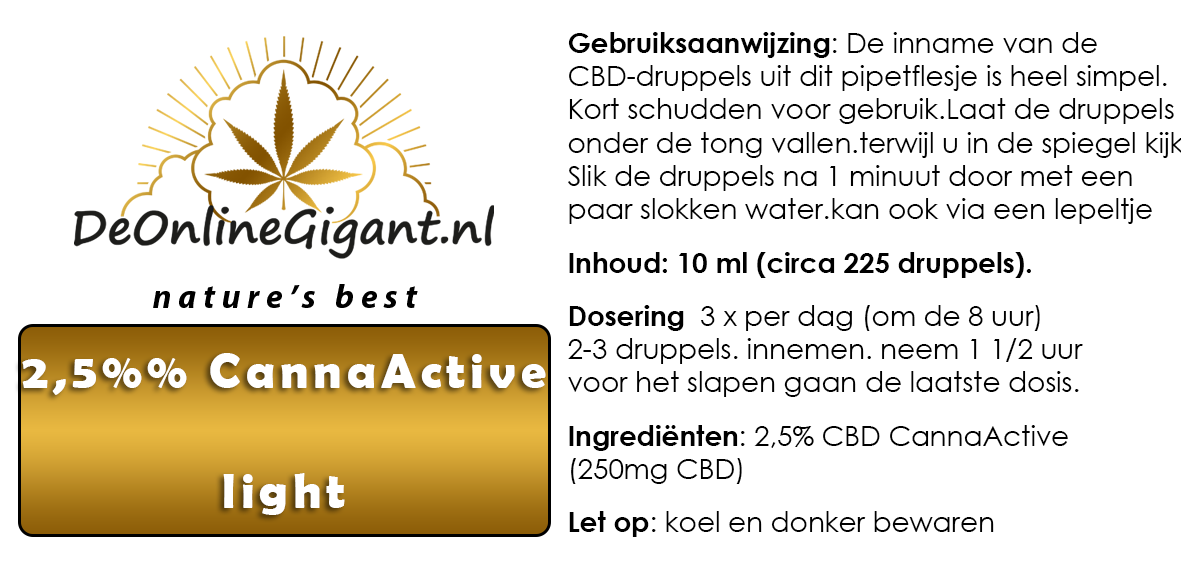 CannaActive Light 2,5% Full Spectrum CBD – Wateroplosbaar