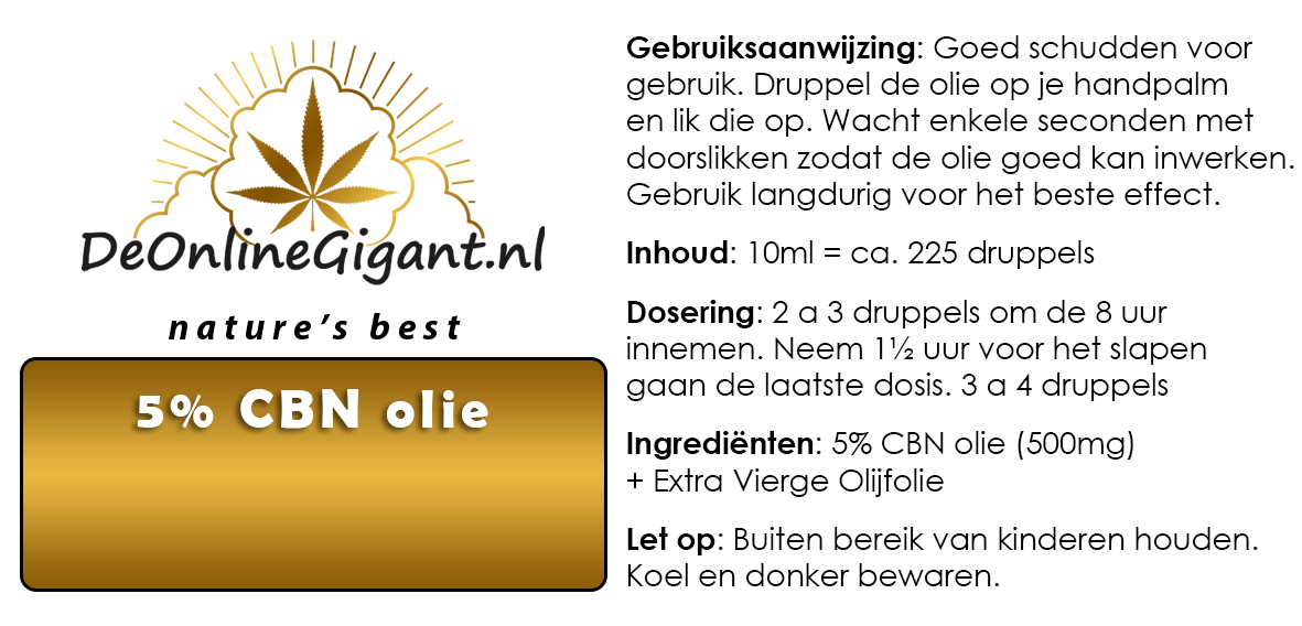 CBN 5%  10ml - 5% Cannabinol verdund met Olijfolie